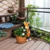 Bloempot haas met wilgenmand ontwerp kruidenpot met afwateringsgat voor tuin en woonkamer mgo 10