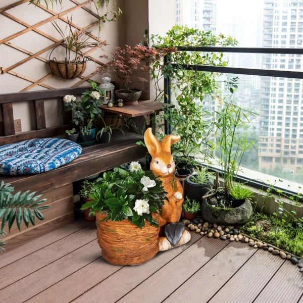 Bloempot haas met wilgenmand ontwerp kruidenpot met afwateringsgat voor tuin en woonkamer mgo 10