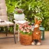 Bloempot haas met wilgenmand ontwerp kruidenpot met afwateringsgat voor tuin en woonkamer mgo 2