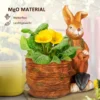Bloempot haas met wilgenmand ontwerp kruidenpot met afwateringsgat voor tuin en woonkamer mgo 5