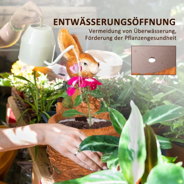 Bloempot haas met wilgenmand ontwerp kruidenpot met afwateringsgat voor tuin en woonkamer mgo 6