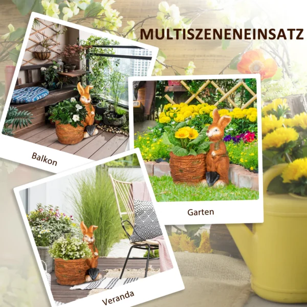 Bloempot haas met wilgenmand ontwerp kruidenpot met afwateringsgat voor tuin en woonkamer mgo 7