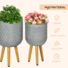 Bloempotten set van 2 plantenpotten met afneembare voeten en afvoergaten voor binnen en buiten mgo grijs 6