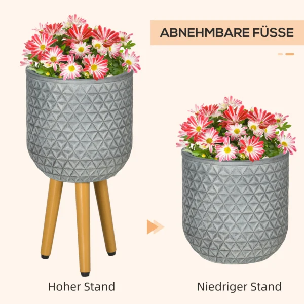 Bloempotten set van 2 plantenpotten met afneembare voeten en afvoergaten voor binnen en buiten mgo grijs 7