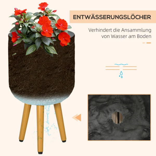 Bloempotten set van 2 plantenpotten met afneembare voeten en afvoergaten voor binnen en buiten mgo grijs 8
