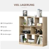Boekenkast natuur 3 laags opbergrek voor kantoor en woonkamer 97,5x30x100cm, stijlvol display rek 6