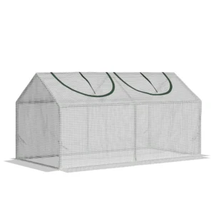 Broeikas met venster, pe broeikas, tomatenkas, kweekbak, 120x60x60 cm, wit 1