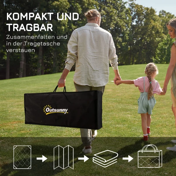 Buitentapijt groot omkeerbaar tapijt waterafstotend met draagtas voor camping terras 365x274cm in groen 5