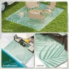 Buitentapijt groot omkeerbaar tapijt waterafstotend met draagtas voor camping terras 365x274cm in groen 6