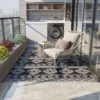 Buitentapijt, waterdicht kunststof tapijt, balkon tapijt met dubbelzijdig ontwerp, voor terras, zwart+grijs, 182 x 274 cm 2