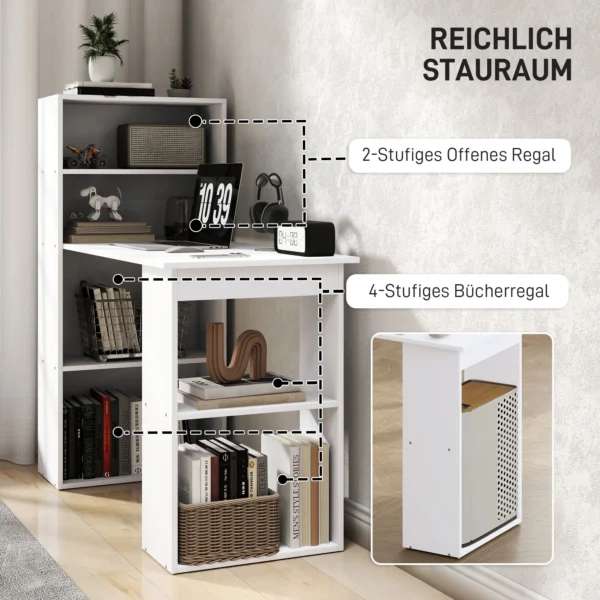 Bureau keukentafel met plank 120x55cm computertafel laptoptafel werktafel in wit voor kantoor & thuiswerkplek 6