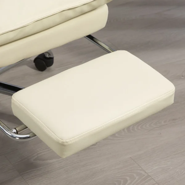 Bureaustoel ergonomisch in hoogte verstelbaar 155° kantelbaar met ligfunctie en voetensteun in beige voor comfortabel werken 10
