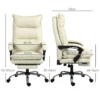Bureaustoel ergonomisch in hoogte verstelbaar 155° kantelbaar met ligfunctie en voetensteun in beige voor comfortabel werken 4