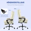 Bureaustoel ergonomisch in hoogte verstelbaar 155° kantelbaar met ligfunctie en voetensteun in beige voor comfortabel werken 5