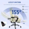 Bureaustoel ergonomisch in hoogte verstelbaar 155° kantelbaar met ligfunctie en voetensteun in beige voor comfortabel werken 6