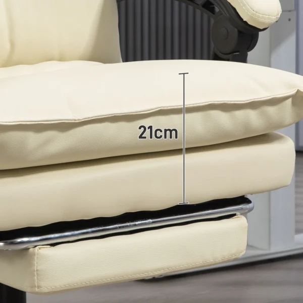 Bureaustoel ergonomisch in hoogte verstelbaar 155° kantelbaar met ligfunctie en voetensteun in beige voor comfortabel werken 9