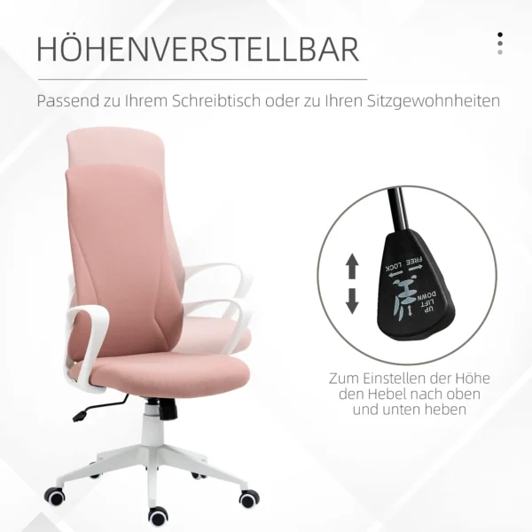 Bureaustoel ergonomisch in hoogte verstelbaar met verstelbare rugleuning 110 119,5 cm, roze bureaustoel voor kantoor & thuiskantoor 5