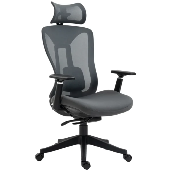 Bureaustoel ergonomische bureaustoel met ligfunctie mesh grijs voor comfortabel werken & ontspannen 1