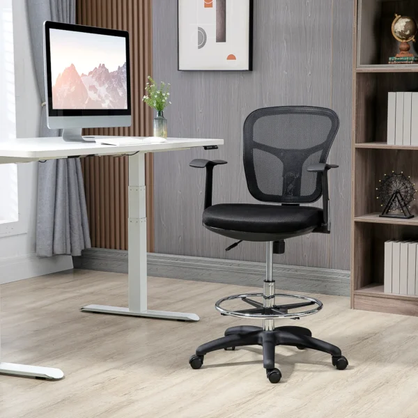 Bureaustoel ergonomische computerstoel 95 115 cm met armleuning & voetsteun mesh zwart voor kantoor & thuiswerkplek 2