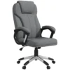 Bureaustoel ergonomische computerstoel met kantelfunctie hoogteverstelbare hoofdsteun armleuningen grijs linnenlook 66x75x110 120cm voor comfortabel werken 1