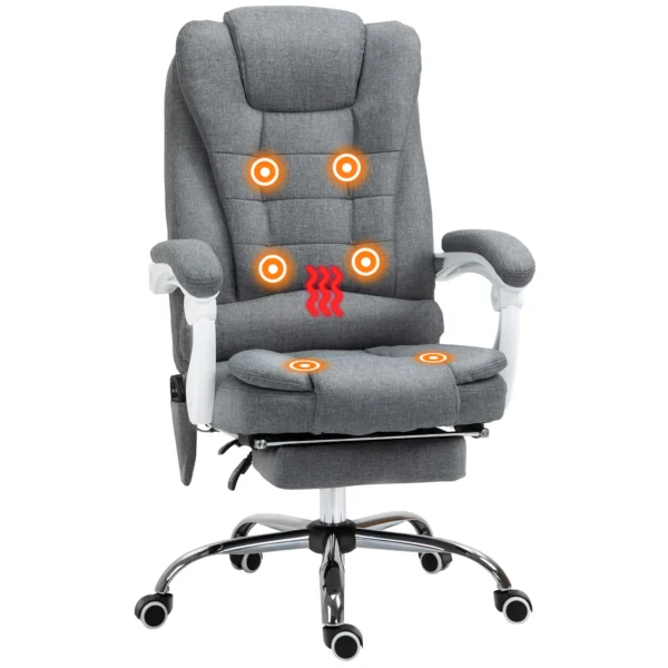 Bureaustoel met massagefunctie, in hoogte verstelbaar, ergonomische bureaustoel met ligfunctie, verwarmingsfunctie, voetensteun 1