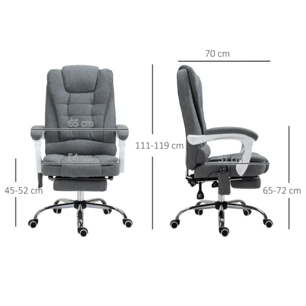 Bureaustoel met massagefunctie, in hoogte verstelbaar, ergonomische bureaustoel met ligfunctie, verwarmingsfunctie, voetensteun 4