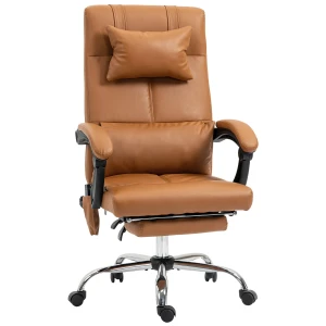 Bureaustoel met massagefunctie, lendenwarmer, 6 massagepunten, 5 modi, belasting 120 kg, 66x67x115 123cm, kunstleer, lichtbruin 1