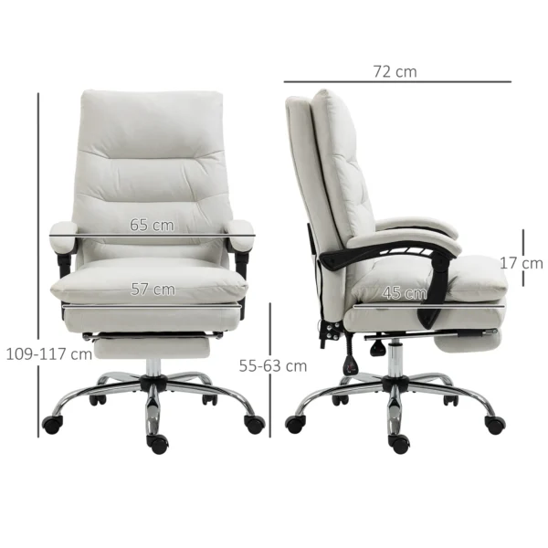 Bureaustoel met massagefunctie, met 135° kantelbare rugleuning, in hoogte verstelbaar, belasting 120 kg kunstleer 65x72x109 117cm crèmewit 4