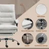 Bureaustoel met massagefunctie, met 135° kantelbare rugleuning, in hoogte verstelbaar, belasting 120 kg kunstleer 65x72x109 117cm crèmewit 8