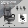 Bureaustoel met massagefunctie & verwarmingsfunctie, in hoogte verstelbaar, uitschuifbare voetensteun, ergonomisch, 62 x 70 x 113 120 cm, grijs 7