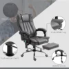 Bureaustoel met massagefunctie & verwarmingsfunctie, in hoogte verstelbaar, uitschuifbare voetensteun, ergonomisch, 62 x 70 x 113 120 cm, grijs 8