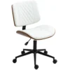 Bureaustoel verstelbare bureaustoel op wielen, diamantstiksels, draaistoel met kantelfunctie, kunstleer, wit 1