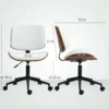 Bureaustoel verstelbare bureaustoel op wielen, diamantstiksels, draaistoel met kantelfunctie, kunstleer, wit 4