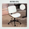 Bureaustoel verstelbare bureaustoel op wielen, diamantstiksels, draaistoel met kantelfunctie, kunstleer, wit 5