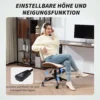 Bureaustoel verstelbare bureaustoel op wielen, diamantstiksels, draaistoel met kantelfunctie, kunstleer, wit 7