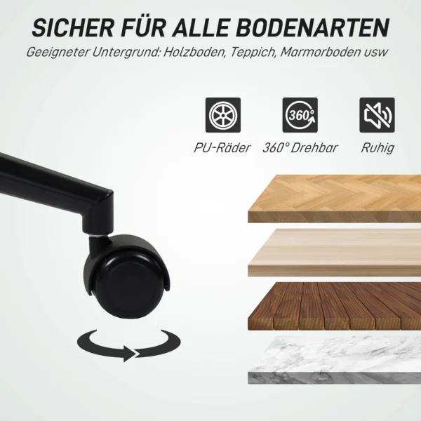 Bureaustoel verstelbare bureaustoel op wielen, diamantstiksels, draaistoel met kantelfunctie, kunstleer, wit 8