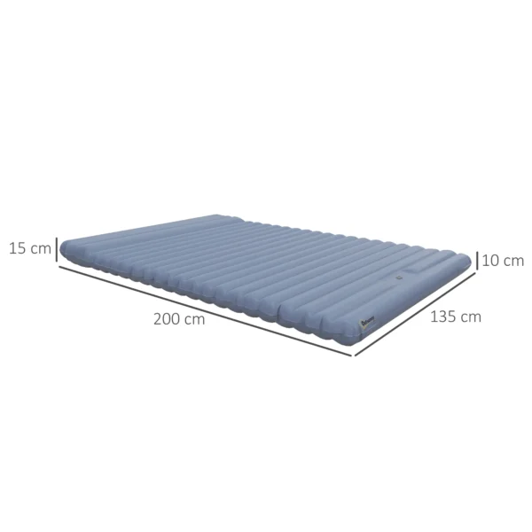 Camping zelfopblaasbare luchtmatras voor 2 personen tot 150 kg met voetpomp & draagtas, blauw 4