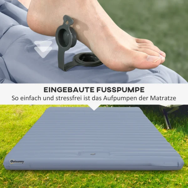 Camping zelfopblaasbare luchtmatras voor 2 personen tot 150 kg met voetpomp & draagtas, blauw 6