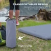 Camping zelfopblaasbare luchtmatras voor 2 personen tot 150 kg met voetpomp & draagtas, blauw 8