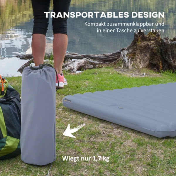 Camping zelfopblaasbare luchtmatras voor 2 personen tot 150 kg met voetpomp & draagtas, blauw 8