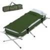 Campingbed eenpersoonsbed opvouwbaar met hoofdkussen, reisbed met stabiel stalen frame tot 120 kg belastbaar, oxford groen voor outdoor avontuur 1