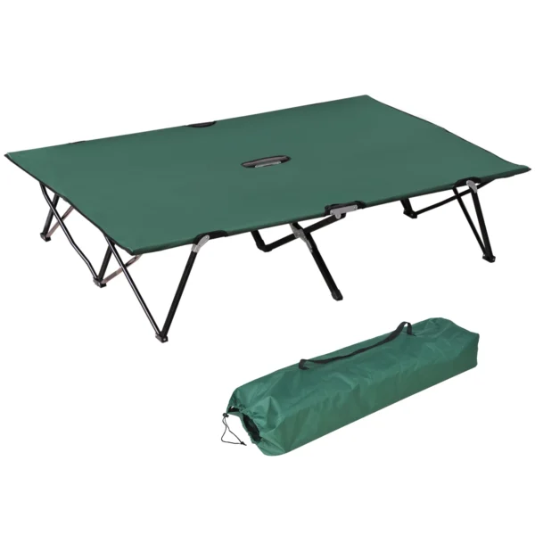 Campingbed voor 2 personen tot 136 kg belastbaar vouwbed met draagtas oxford groen zwart 193 x 125 x 40 cm voor outdoor avontuur 1
