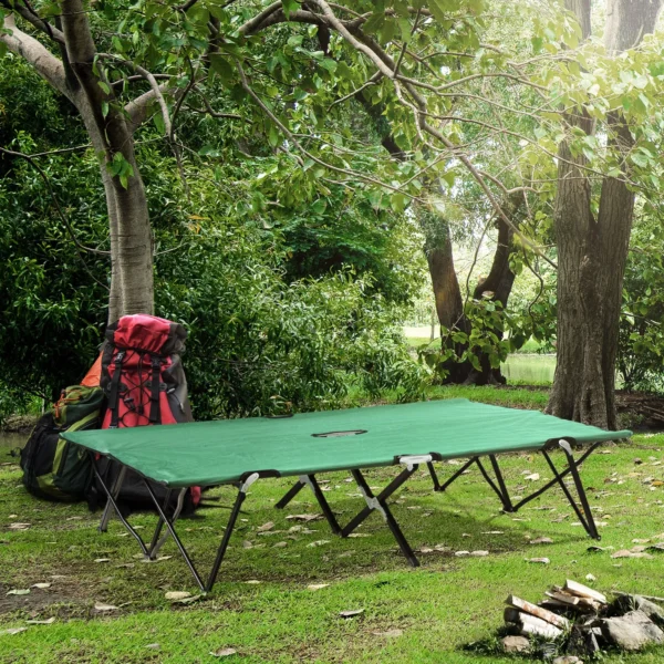 Campingbed voor 2 personen tot 136 kg belastbaar vouwbed met draagtas oxford groen zwart 193 x 125 x 40 cm voor outdoor avontuur 2
