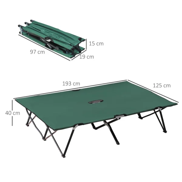 Campingbed voor 2 personen tot 136 kg belastbaar vouwbed met draagtas oxford groen zwart 193 x 125 x 40 cm voor outdoor avontuur 4