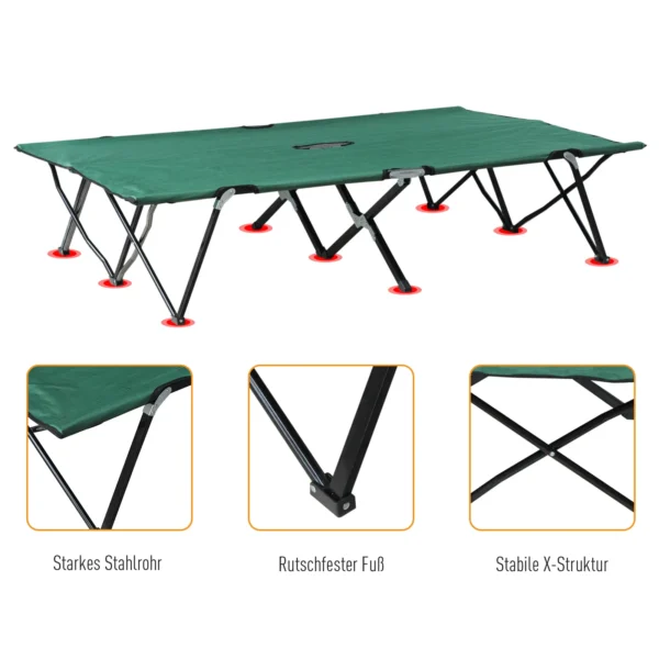 Campingbed voor 2 personen tot 136 kg belastbaar vouwbed met draagtas oxford groen zwart 193 x 125 x 40 cm voor outdoor avontuur 7