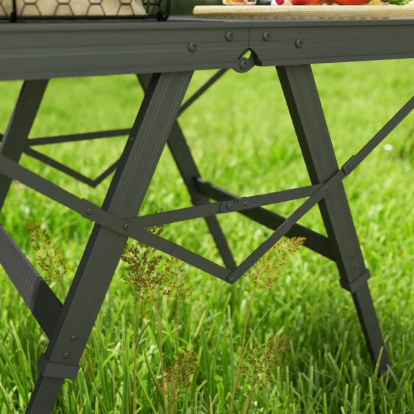 Campingtafel in hoogte verstelbaar klaptafel met metalen rooster opvouwbare tuintafel van aluminium licht multifunctionele tafel bijzettafel voor tuin balkon camping 90 x 40,5cm zwart 10
