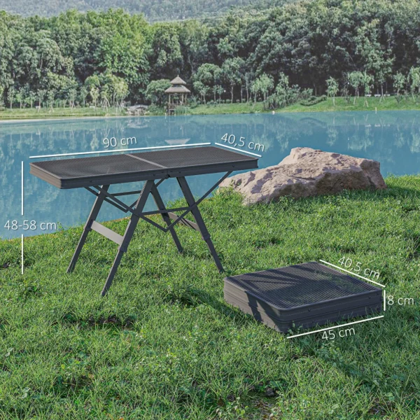 Campingtafel in hoogte verstelbaar klaptafel met metalen rooster opvouwbare tuintafel van aluminium licht multifunctionele tafel bijzettafel voor tuin balkon camping 90 x 40,5cm zwart 4