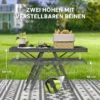 Campingtafel in hoogte verstelbaar klaptafel met metalen rooster opvouwbare tuintafel van aluminium licht multifunctionele tafel bijzettafel voor tuin balkon camping 90 x 40,5cm zwart 6