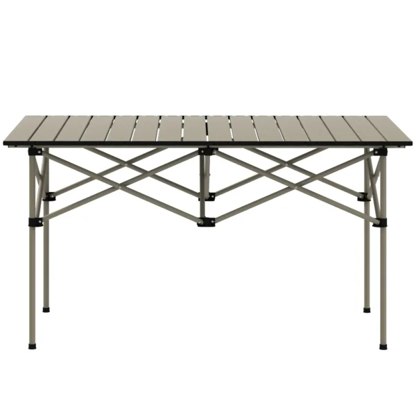 Campingtafel opklaptafel met oprolbare tafelblad x frame tuintafel van aluminium lichtgewicht 2 personen bijzettafel vouwtafel voor tuin balkon camping 95 x 55cm khaki 1