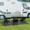 Campingtafel opklaptafel met oprolbare tafelblad x frame tuintafel van aluminium lichtgewicht 2 personen bijzettafel vouwtafel voor tuin balkon camping 95 x 55cm khaki 10